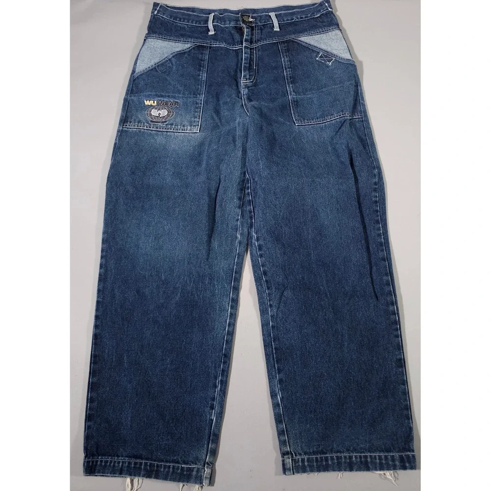 Wu Wear Jeans Mens 38x32 (Fits 37x30)‎ Blue Baggy 90s Hip Hop Streetwear Denim